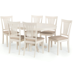Julian Bowen Stanmore 6 Seater Lacquer Extending Dining Table Taupe - Cream - Wilko - thumbnail 6