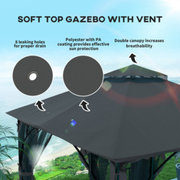 Outsunny 3 x 3m Party Tent Canopy Sun Shade Gazebo - Grey - Wilko - thumbnail 5