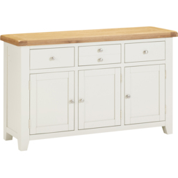 Seconique Windsor 3 Door 3 Drawer Ivory and Oak Sideboard - Size: 82 x 137 x 40cm - Ivory/Oak - Wilko - thumbnail 3
