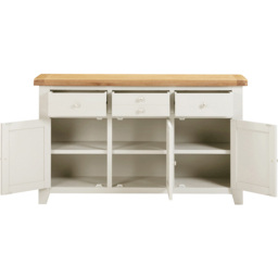 Seconique Windsor 3 Door 3 Drawer Ivory and Oak Sideboard - Size: 82 x 137 x 40cm - Ivory/Oak - Wilko - thumbnail 5