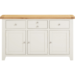 Seconique Windsor 3 Door 3 Drawer Ivory and Oak Sideboard - Size: 82 x 137 x 40cm - Ivory/Oak - Wilko - thumbnail 4