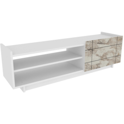 Decorotika Valantina Single Door 2 Shelf White Marble Effect and White TV Unit - Size: 41.4 x 140 x 37cm - Multi - Wilko - thumbnail 3