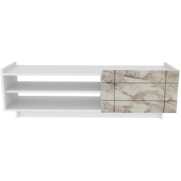 Decorotika Valantina Single Door 2 Shelf White Marble Effect and White TV Unit - Size: 41.4 x 140 x 37cm - Multi - Wilko - thumbnail 4