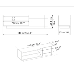 Decorotika Valantina Single Door 2 Shelf White Marble Effect and White TV Unit - Size: 41.4 x 140 x 37cm - Multi - Wilko - thumbnail 7