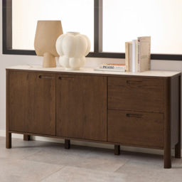 Florence Southampton 2 Door 2 Drawer Cream Ceramic Sideboard - Size: 75 x 160 x 40cm - Multi - Furniture To Go - Wilko