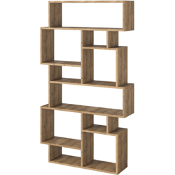 Decortie Karmato 10 Shelf Dark Oak Asymmetric Tall Freestanding Bookcase - Brown - Wilko - thumbnail 3