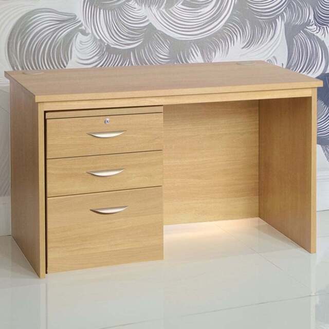 R White Cabinets 3 Drawer Home Office Desk with Hutch Brown - Size: 72.8 x 120 x 70cm - Wilko - image 1