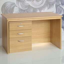 R White Cabinets 3 Drawer Home Office Desk with Hutch Brown - Size: 72.8 x 120 x 70cm - Wilko - thumbnail 1