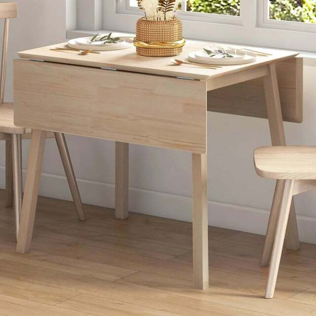 HOMCOM 4 Seater Natural Folding Drop Leaf Dining Table - Yellow - Wilko - image 1