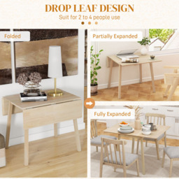 HOMCOM 4 Seater Natural Folding Drop Leaf Dining Table - Yellow - Wilko - thumbnail 7