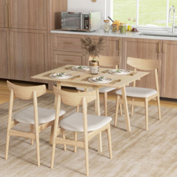 HOMCOM 4 Seater Natural Folding Drop Leaf Dining Table - Yellow - Wilko - thumbnail 5