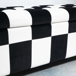 HOMCOM Black and White Velvet Button Tufted Ottoman Bench - Size: 41 x 49 x 116cm - Wilko - thumbnail 5