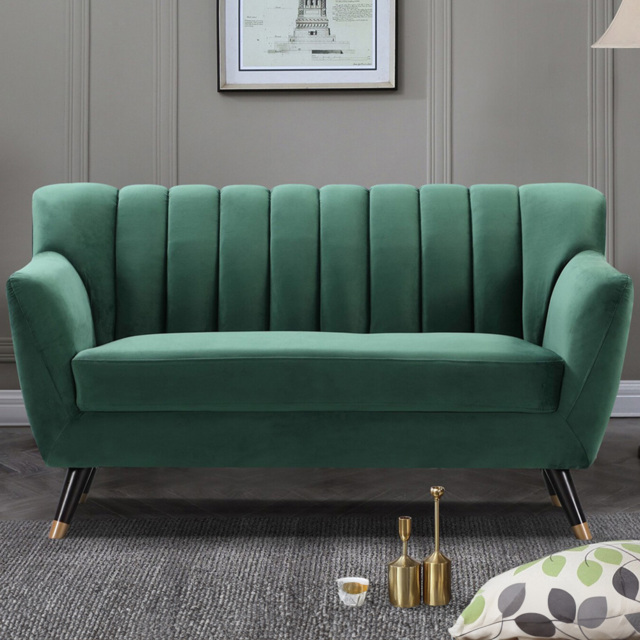 Morgan 2 Seater Green Plush Velvet Sofa - Artemis Home - Wilko - image 1