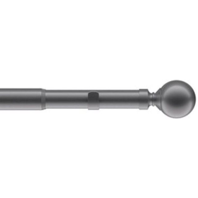 New Edge Blinds 170-300cm Extendable Charcoal Ball End Eyelet Metal Curtain Pole Set - Wilko - image 1