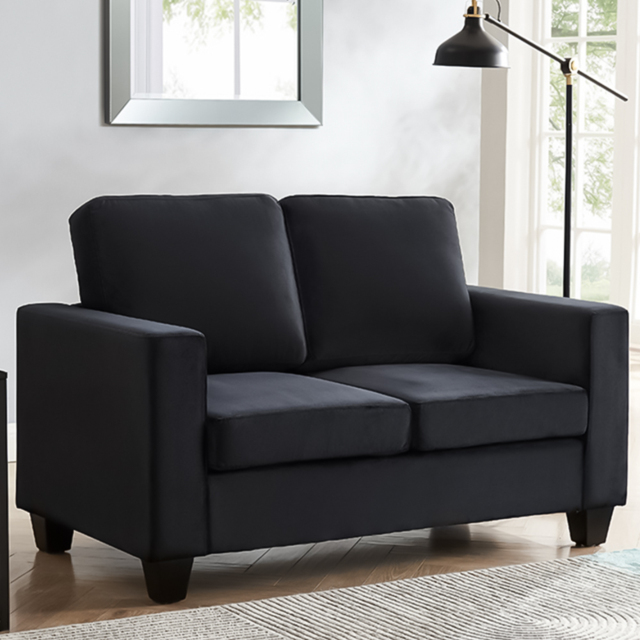 Home Detail Dakota 2 Seater Black Velvet Sofa - Wilko - image 1
