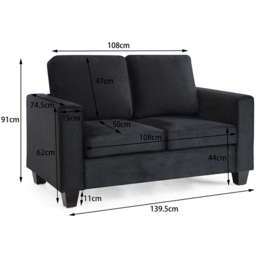 Home Detail Dakota 2 Seater Black Velvet Sofa - Wilko - thumbnail 7