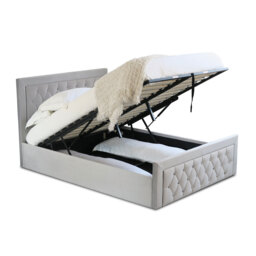 Mia Double Grey Faux Brushed Velvet Ottoman Bed - Wilko - thumbnail 5