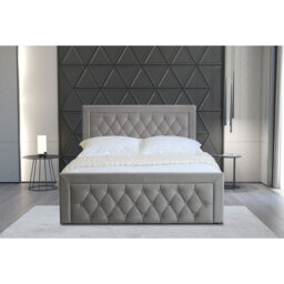 Mia Double Grey Faux Brushed Velvet Ottoman Bed - Wilko - thumbnail 6