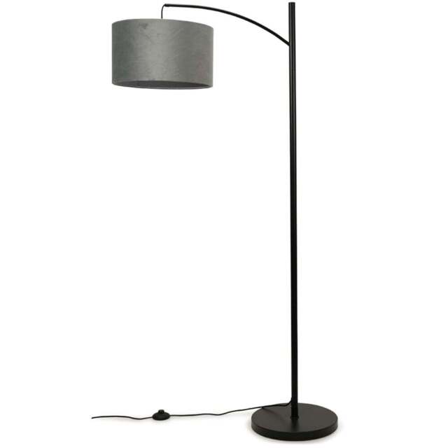 ValueLights Preto Black and Grey Velvet Shade Metal LED Floor Lamp - Wilko - image 1
