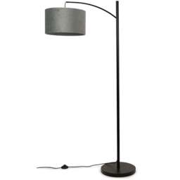 ValueLights Preto Black and Grey Velvet Shade Metal LED Floor Lamp - Wilko - thumbnail 1
