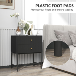 Portland 2 Drawer Black Modern Bedside Table - Wilko - thumbnail 7