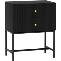 Portland 2 Drawer Black Modern Bedside Table - Wilko - thumbnail 3