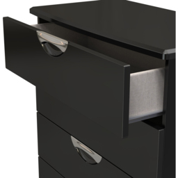 Crowndale Camden 5 Drawer Black Gloss and Black Chest of Drawers Ready Assembled - Black Gloss & Black - Wilko - thumbnail 6