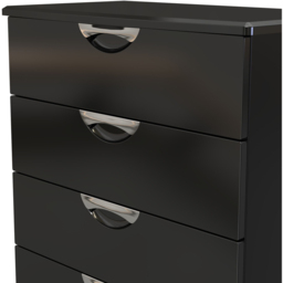 Crowndale Camden 5 Drawer Black Gloss and Black Chest of Drawers Ready Assembled - Black Gloss & Black - Wilko - thumbnail 7