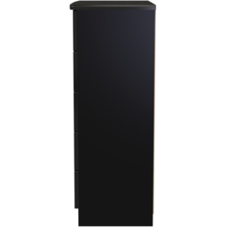 Crowndale Camden 5 Drawer Black Gloss and Black Chest of Drawers Ready Assembled - Black Gloss & Black - Wilko - thumbnail 5