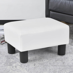 Costway White PU Leather Small Footstool - Size: 42 x 32 x 17cm - Wilko - thumbnail 1