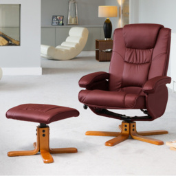 Artemis Home Severn Burgundy Swivel Recliner Chair with Footstool - Size: Single - Red - Wilko - thumbnail 1