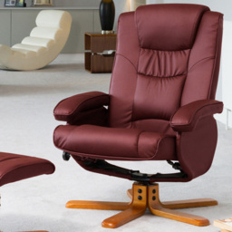 Artemis Home Severn Burgundy Swivel Recliner Chair with Footstool - Size: Single - Red - Wilko - thumbnail 4