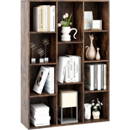 Costway 11 Cube Rustic Brown Geometric Bookshelf - Size: 11 Shelf - Wilko - thumbnail 4