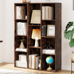Costway 11 Cube Rustic Brown Geometric Bookshelf - Size: 11 Shelf - Wilko - thumbnail 1