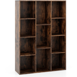 Costway 11 Cube Rustic Brown Geometric Bookshelf - Size: 11 Shelf - Wilko - thumbnail 3