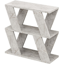 Decortie Lazena 2 Shelf Gold Marble Effect Modern Side End Table - Size: 55.4 x 60 x 21.2cm - Grey - Wilko - thumbnail 3
