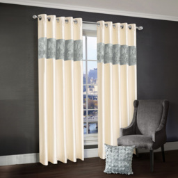Intimates Vogue Diamante Silver Eyelet Curtains 168 x 229cm - Size: W 168 x D 229cm - Wilko