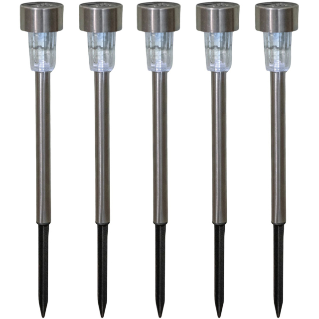 Samuel Alexander Stainless Steel Solar LED Path Light Set of 5 - Size: 36 x 36 x 5cm - White - Wilko - image 1