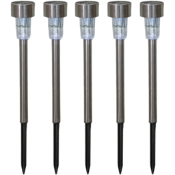 Samuel Alexander Stainless Steel Solar LED Path Light Set of 5 - Size: 36 x 36 x 5cm - White - Wilko - thumbnail 1