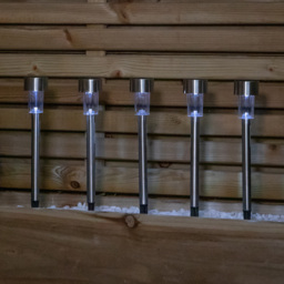 Samuel Alexander Stainless Steel Solar LED Path Light Set of 5 - Size: 36 x 36 x 5cm - White - Wilko - thumbnail 5