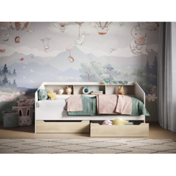 Flair Leni White and Oak 2 Drawer 3 Shelves Day Bed - Size: Single - Multi - Wilko - thumbnail 5