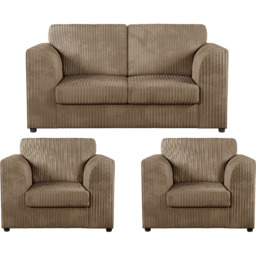 Luxor 4 Seater Coffee Jumbo Cord Full Back Sofa Suite - Cream - Wilko - thumbnail 3