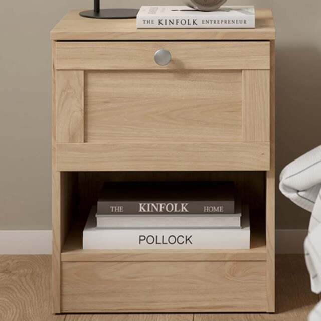 Florence Single Drawer Single Shelf Jackson Hickory Bedside Table - Brown - Furniture To Go - Wilko - image 1