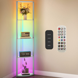 HOMCOM 5 Shelf Grey Dimmable RGB LED Floor Lamp - Size: 48 x 13 x 37cm - Wilko - thumbnail 3