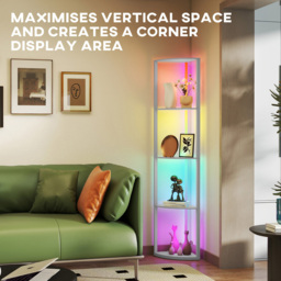 HOMCOM 5 Shelf Grey Dimmable RGB LED Floor Lamp - Size: 48 x 13 x 37cm - Wilko - thumbnail 7