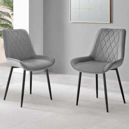 Furniturebox Cesano Set of 2 Grey and Black Velvet Dining Chair - Wilko - thumbnail 1