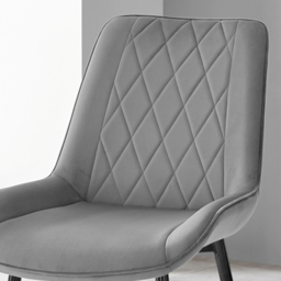 Furniturebox Cesano Set of 2 Grey and Black Velvet Dining Chair - Wilko - thumbnail 6