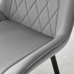 Furniturebox Cesano Set of 2 Grey and Black Velvet Dining Chair - Wilko - thumbnail 3