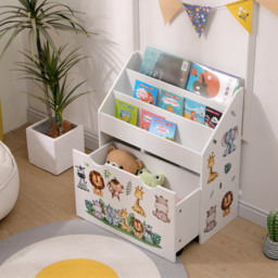 FurnitureHMD Single Drawer 3 Shelf White Kids Bookshelf - Size: 70 x 62.5 x 29.5cm - Black - Wilko - thumbnail 6