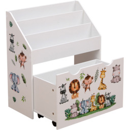 FurnitureHMD Single Drawer 3 Shelf White Kids Bookshelf - Size: 70 x 62.5 x 29.5cm - Black - Wilko - thumbnail 3